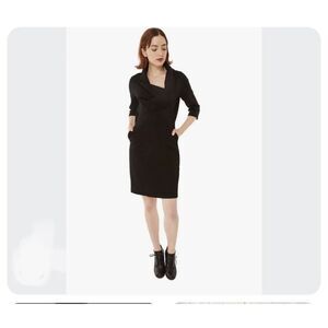 Splendid black thermal  knit cowl neck long sleeve dress
